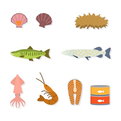 Flat Seafood Vectors 173373 Vector Art at Vecteezy