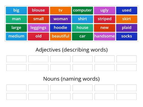 Nouns Or Adjectives Ordenar Por Grupo