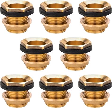 8pcs Brass Bulkhead Fitting 12 Female 34 Male Ght Male Water Tank Connector