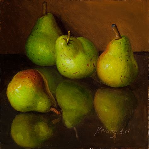 Wang Fine Art Pears Still Life Fruit Original Oil Panting A Day Daily