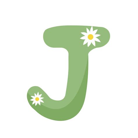Letra J Decorativa De Dibujos Animados Verdes Para El Diseño De Nombres