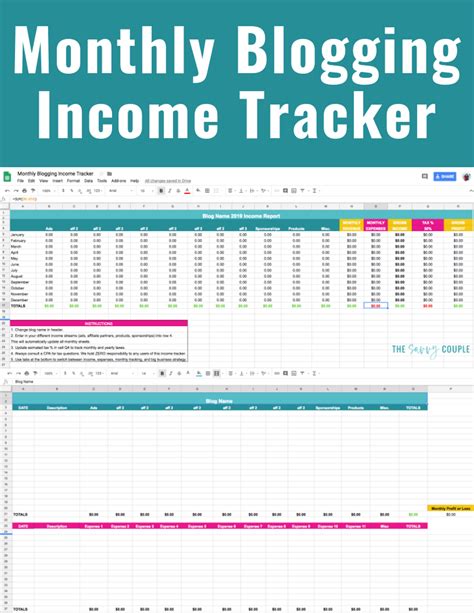 Tracker For Blogging Monthly