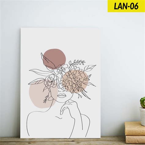 Jual Dekorasi Kamar Aesthetic Walldecor Abstrak Line Art Poster Kayu