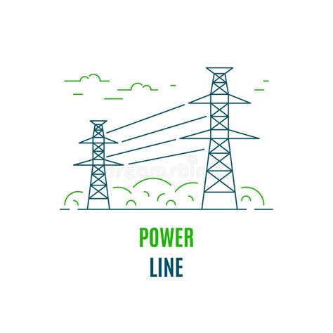 Power Line Electricity Supply Flat Style Icon Design Stock Vector