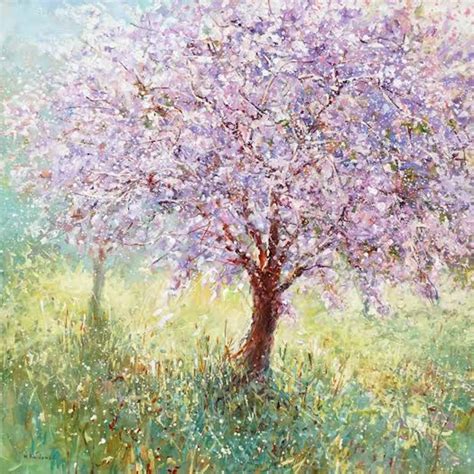 Mariusz Kaldowski Cherry Blossom Tree Landscape Painting