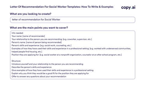 Letter Of Recommendation For Social Worker Templates How To Write