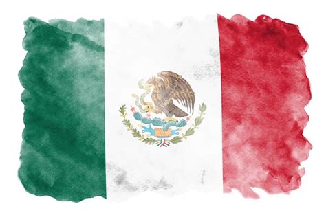 La bandera de méxico se representa en estilo acuarela líquida aislado