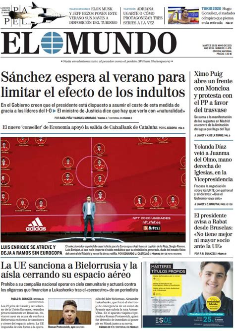 Cover Of EL MUNDO For Tuesday May 25 2021 Teller Report