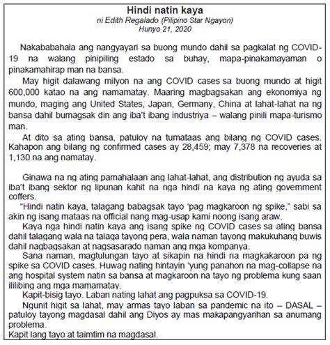 [solved] Panuto Narito Ang Isang Artikulo Mula Sa Pahayagan Ng