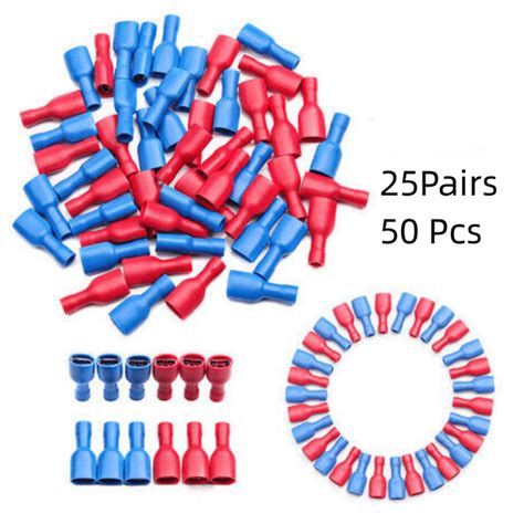 50pcs Set Female Male Spade Insulated Connector Crimp Spade Insulated