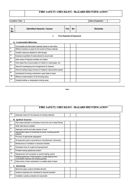 Fire Safety Checklist Pdf Fire Safety Fires