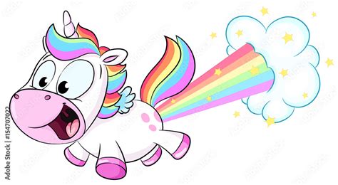 Fotografía Niedliches Einhorn pupst Regenbogen Vektor Illustration