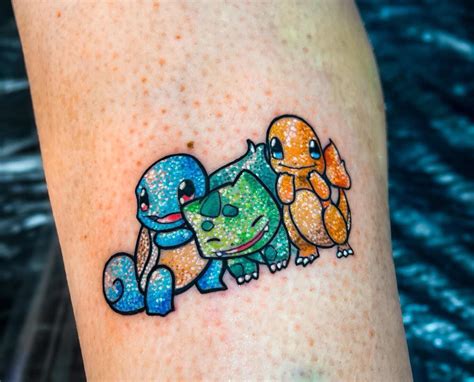 My gal pal got a glittery starter pokemon tattoo! Obsessed! : r/pokemon