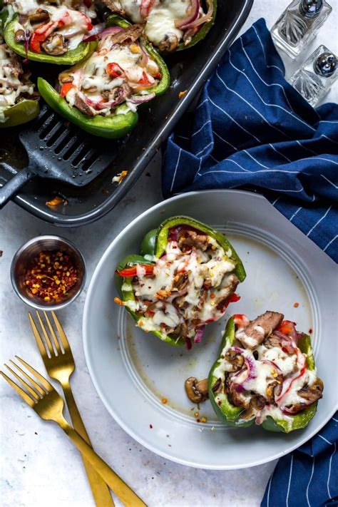 Philly Cheesesteak Stuffed Peppers {Low Carb} - The Girl on Bloor