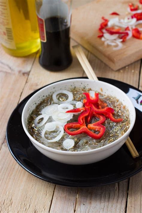 Cooked Cellophane Noodles In A Bowl Stock Photo Image Of Sesame