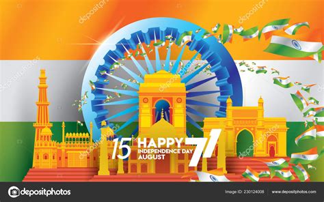 Vector Illustration 15Th August India Happy Independence Day Years ...