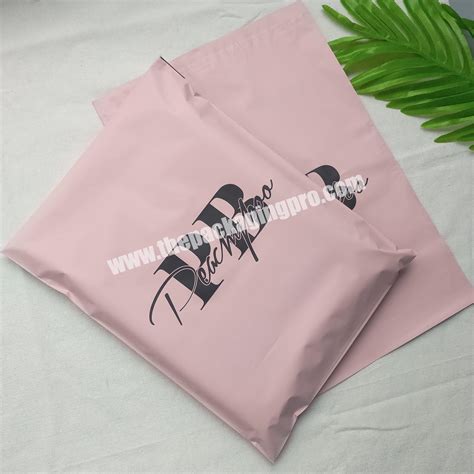 Custom Print Pink Color Biodegradable Poly Mailer Bag With Black Logo