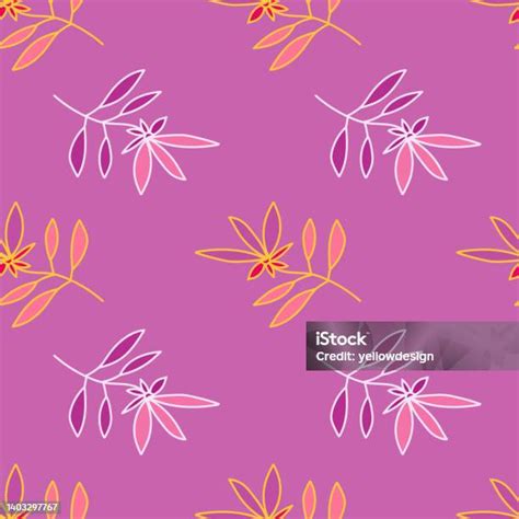 Simple Outline Flower Seamless Pattern Cute Floral Wallpaper Stock