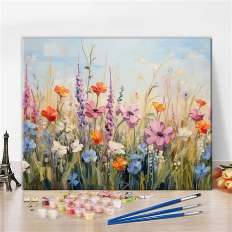 Tishiron 16x20 Inch Paint By Numbers Kit For Adults Blooming Floral