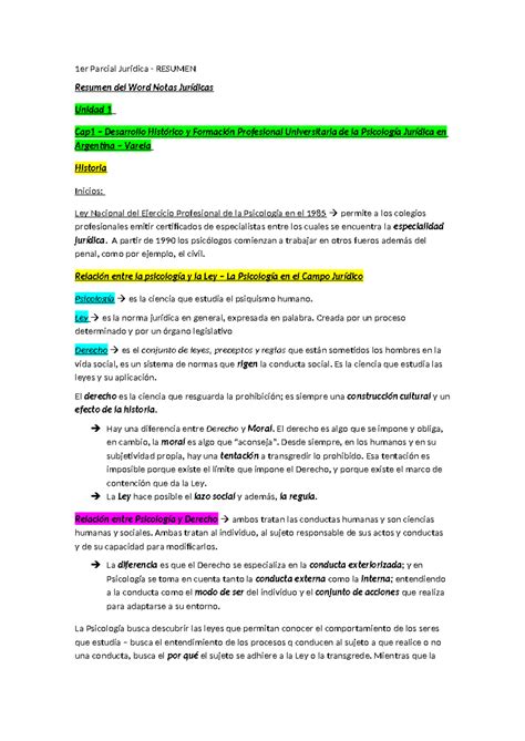 Psicologia Juridica C Del Rio 1er Parcial Jurídica RESUMEN