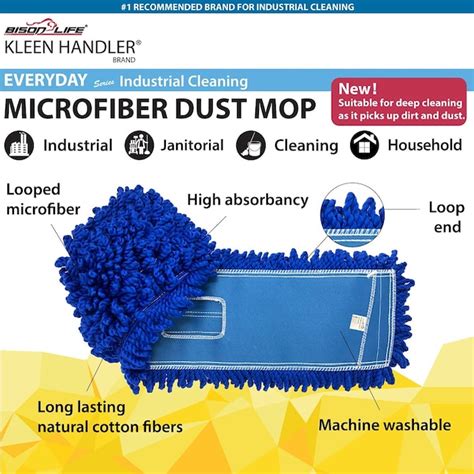 Kleen Handler 24 Inch Blue Washable Commercial Dust Mop Microfiber