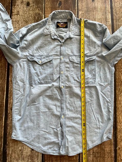 Harley Davidson Chambray Workshirt Eagle Graphic Made… Gem