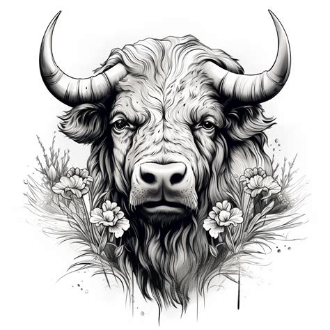 Premium Photo | Sketch illustration of a bison