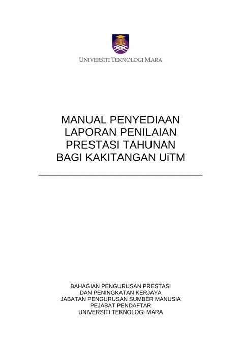 Pdf Manual Penyediaan Laporan Penilaian Aplikasi Uitm Edu My Portal