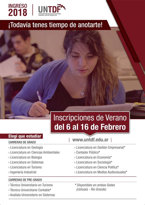 La UNTDF abre la preinscripción de verano para el ingreso 2018