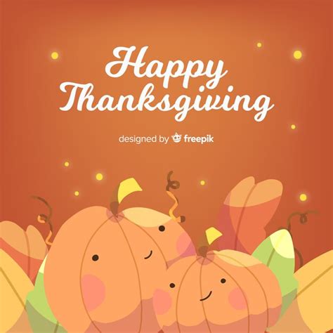 Free Vector Happy Thanksgiving Background With Cute Pumpkins In Flat