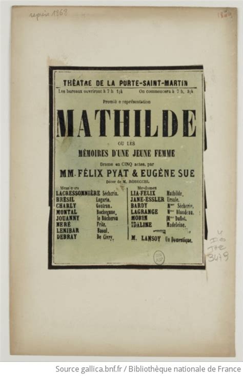 Mathilde ou Les mémoires d une jeune femme de Félix Pyat et Eugène