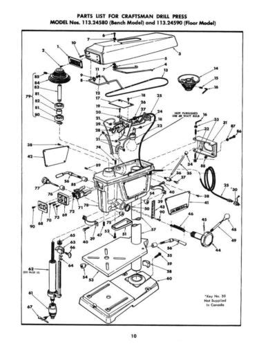 Sears Craftsman Drill Press 11324580 And 11324590 Operation And Parts