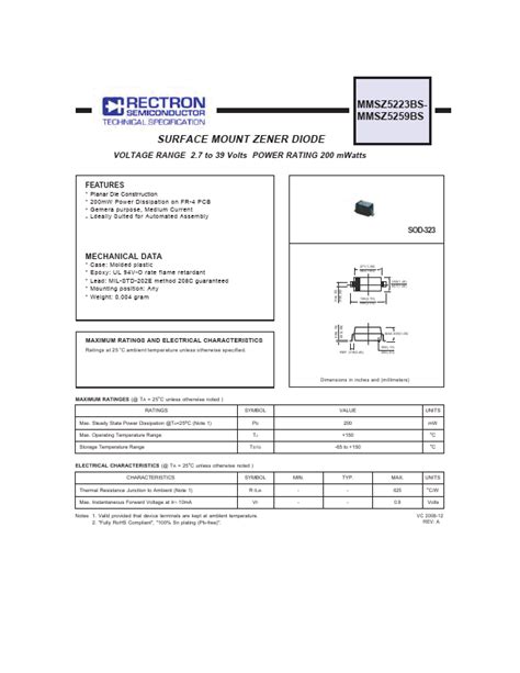 MMSZ5235BS Datasheet SURFACE MOUNT ZENER DIODE