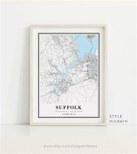 Suffolk Virginia Map, Suffolk VA Map, Suffolk City Map, Suffolk Print ...