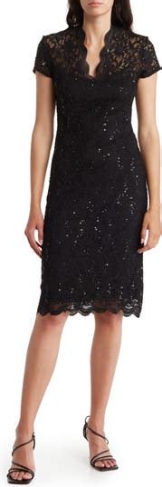 Marina Sequin Lace Cap Sleeve Sheath Dress Nordstromrack