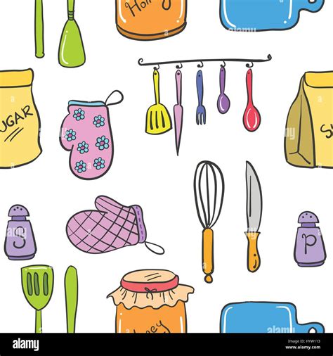 Collection Of Kitchen Set Accessories Doodles Stock Vector Image Art