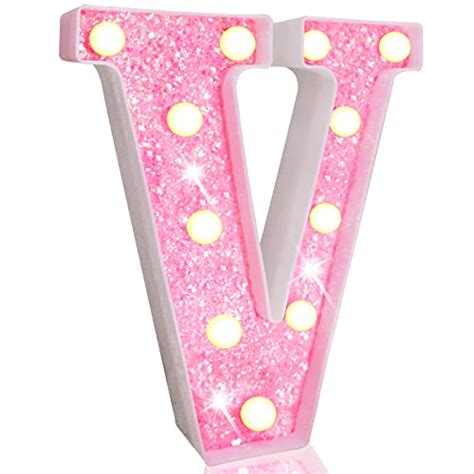 Pooqla Led Marquee Letter Lights Light Up Pink Letters Glitter