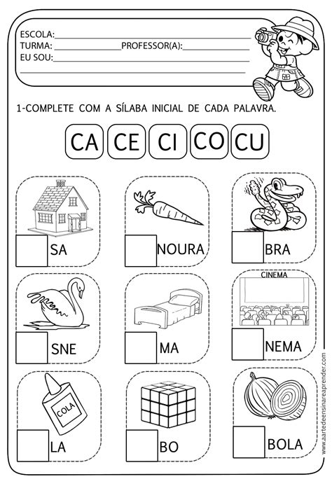 Atividade Pronta Família Silábica C A Arte De Ensinar E Aprender