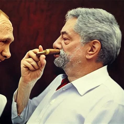 Lula Da Silva Smoking A Cigar With Putin Soviet Stable Diffusion