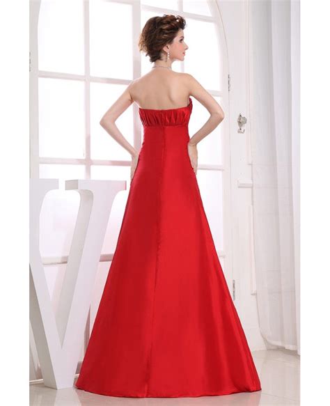 A Line Strapless Floor Length Satin Evening Dress Op