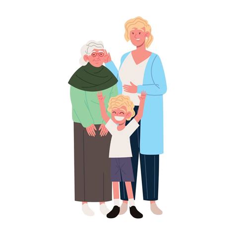 Familia Abuela Madre E Hijo Vector En Vecteezy