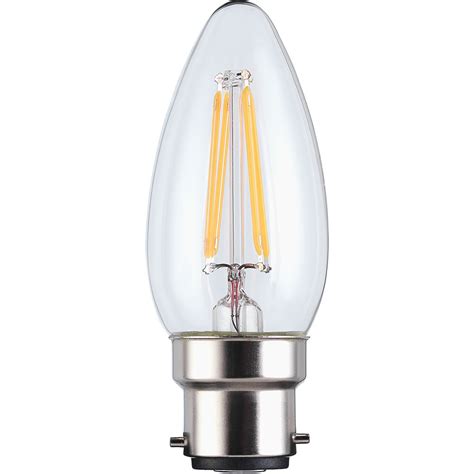 Wilko 1 Pack Bayonet B22 Bc Led 4w Clear Candle Filament Light Bulb Wilko