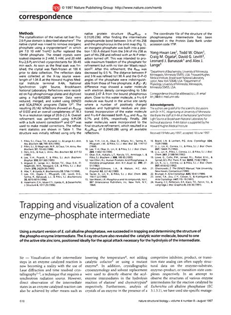 (PDF) Trapping and visualization of a covalent enzyme–phosphate ...