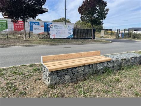 Banc Sur Gabion Avec Petit Dossier En Bois Agence Urbaine