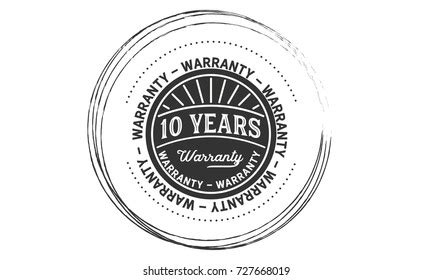 Vektor Stok 10 Years Warranty Icon Vintage Rubber Tanpa Royalti