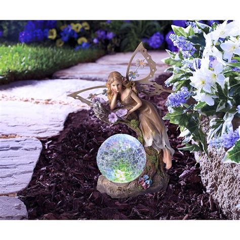 Winston Porter Malott Solar Powered Garden Fairy With Glowing Globe Statue And Reviews Wayfair Ca