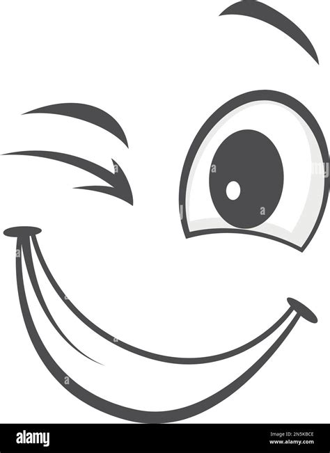 Winked Eye Expression Comic Face Cartoon Emotion Stock Vector Image