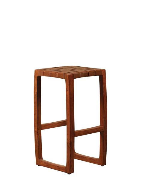 Chehoma Mobilier Chaises Tabouret De Bar Acacia Et Cuir Tress