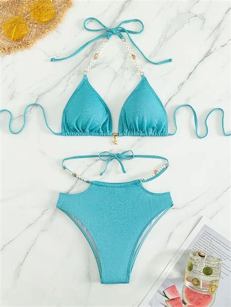 Eyelet Embroidery Tie Back Halter Bikini Swimsuit Artofit