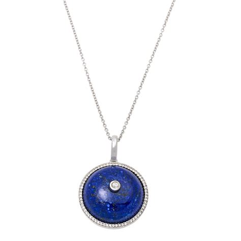 Colleen Lopez Round Gemstone White Zircon Halo Pendant With Chain